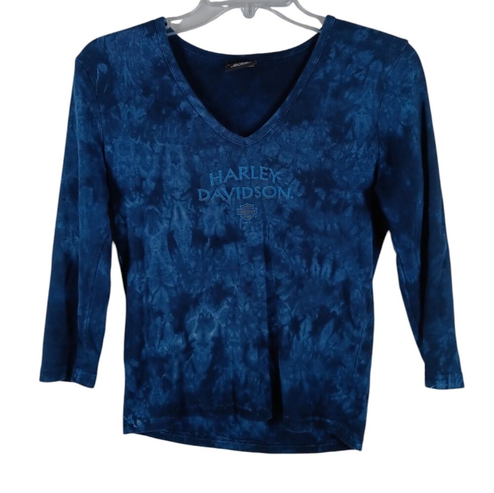 Vintage Harley Davidson Tie Dye Graphic Shirt Blue size Large